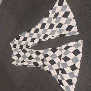 Yemaya Fashion Argyle Cream Black Gray Bell Bottoms Flare Pants Jr Med